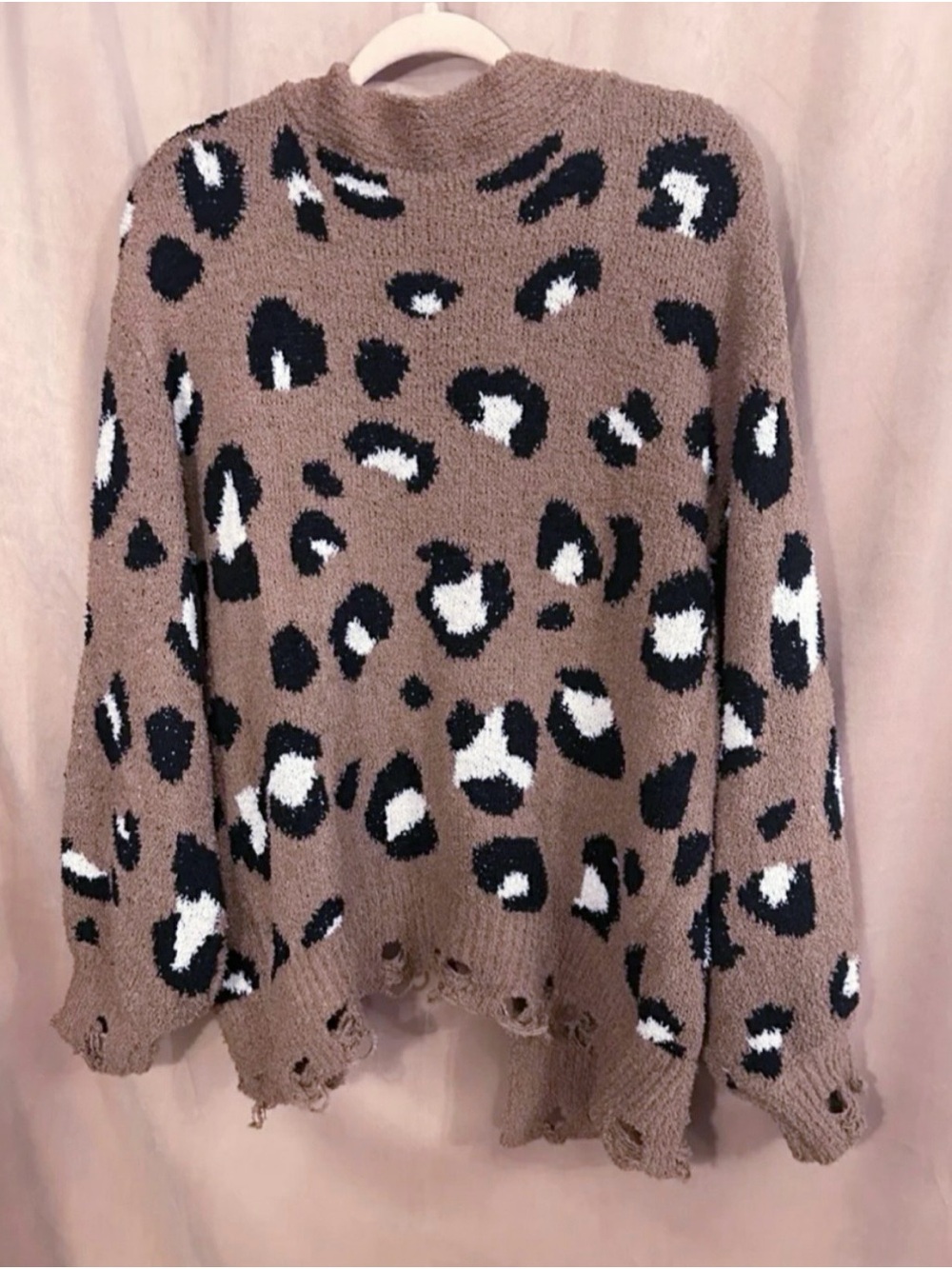 NEW IN LEOPARD PRINT DISTRESSED CARDIGAN (MOCHA) - Picture 9 of 12
